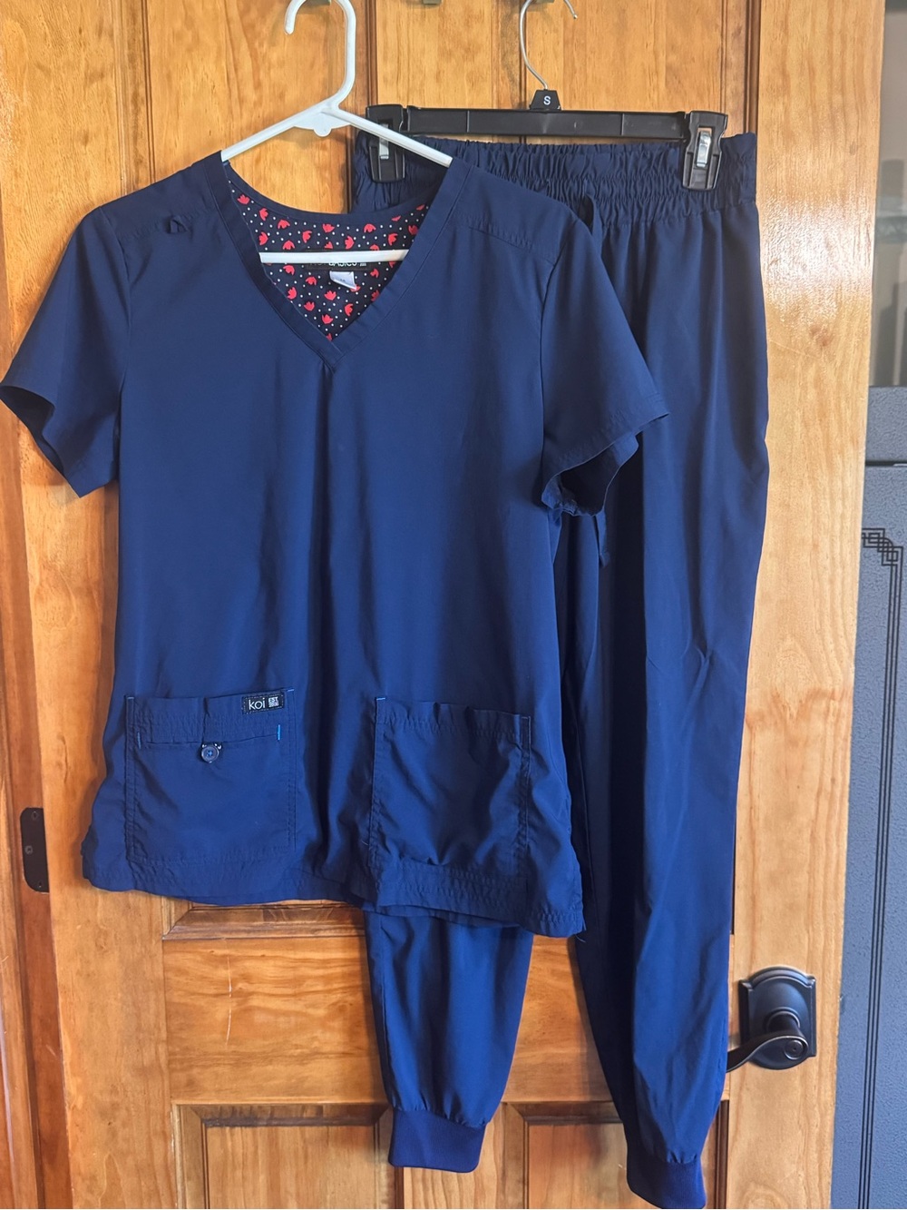 koi Navy V-Neck Scrub Top & Jogger Pants